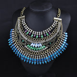 European Multilayer Crystal Rhinestone Statement Choker Necklace