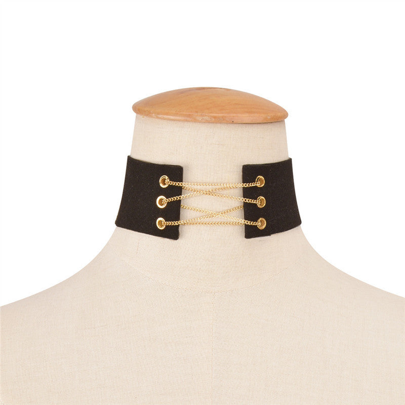 Vintage Folk Style Necklace Velvet Clavicle Collar Necklaces