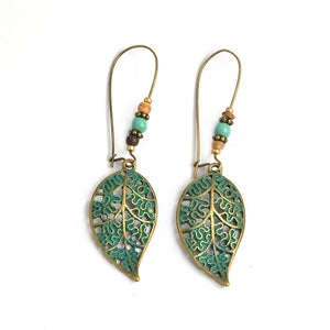 Vintage Bohemian Hollow Leaf Drop Earrings for Women