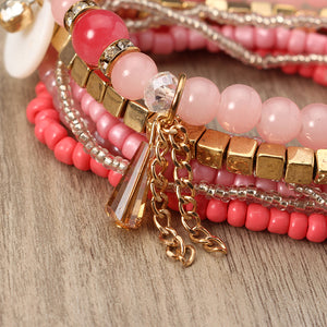 Bohemian Bracelet Crystal Beads Tassel Multilayer Bracelets for Women