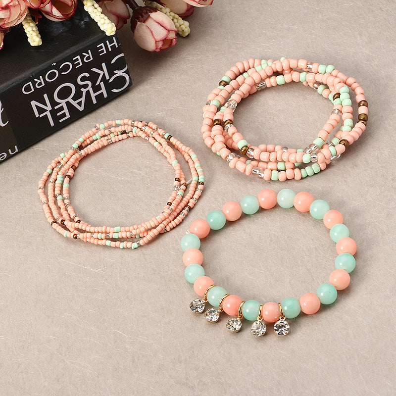 Bohemian Charming Bracelet Beads Rhinestone Multilayer Bracelets for Women