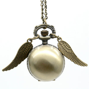 Golden Wings Snitch Quartz Pocket Watch Necklace