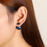 Trendy Crystal Blue Ball Crown Ear Stud Exquisite Best Gift Earrings Jewelry for Women