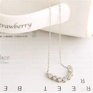Sweet Pendant Necklace Round Rhinestone U Shaped Pendant