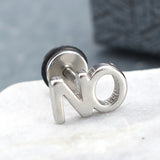 1pc Titanium Steel Letters Word NO Punk Women Men Earring