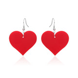 Sweet Black White Red Heart Acrylic Pendant Women Earrings