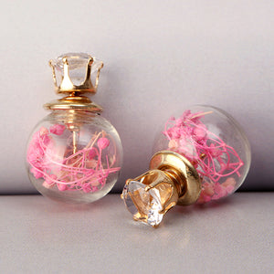 Trendy Ear Stud Double Color Baby's Breath Glass Ball Flower Earrings