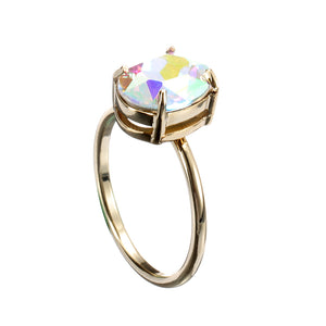 Simple Adjustable Crystal Open Ring Colorful Gemstone Gold