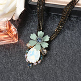 JASSY® Pear Cut Diamond Multilayer Chain Flower Shape Pendant Crystal Rhinestones Opal Necklace