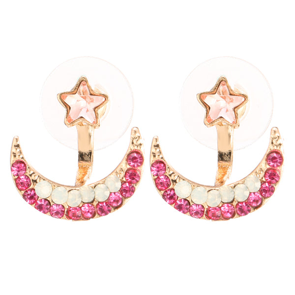 Moon Star Earrings Sweet Rhinestone Women Gift