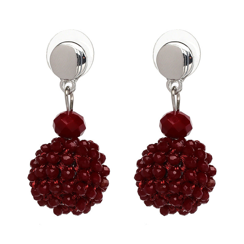 Unique Women's Colorful Bead Micro Pave Ball Drop Earring