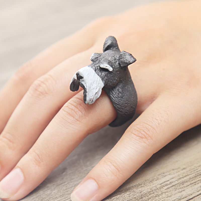 Cute Animal Cartoon Panda Dog Pig Tiger Parrot Finger Ring Jewelry for Men Women