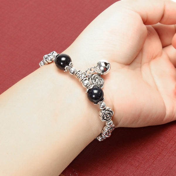 Silver Crystal Rose Simple Pendant Bead Bracelets For women