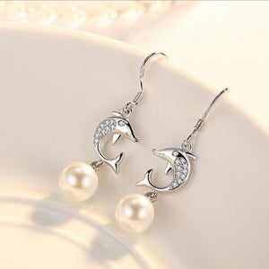 Fashion Ear Drop S925 Silver Dolphin Earring Simple Tasse