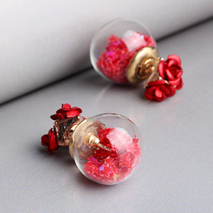 Trendy Colorful Glass Ball Stars Ear Stud Flower Earrings