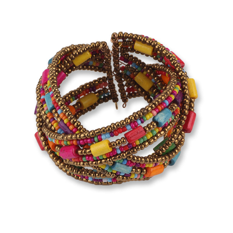 Cheap Bohemian Handmade Beaded Open-end Bracelet for Women