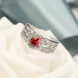 Elegant Women Ring Luxury White Gold Plated Sapphire Ruby Anallergic Wedding Bridal Ring Best Gift