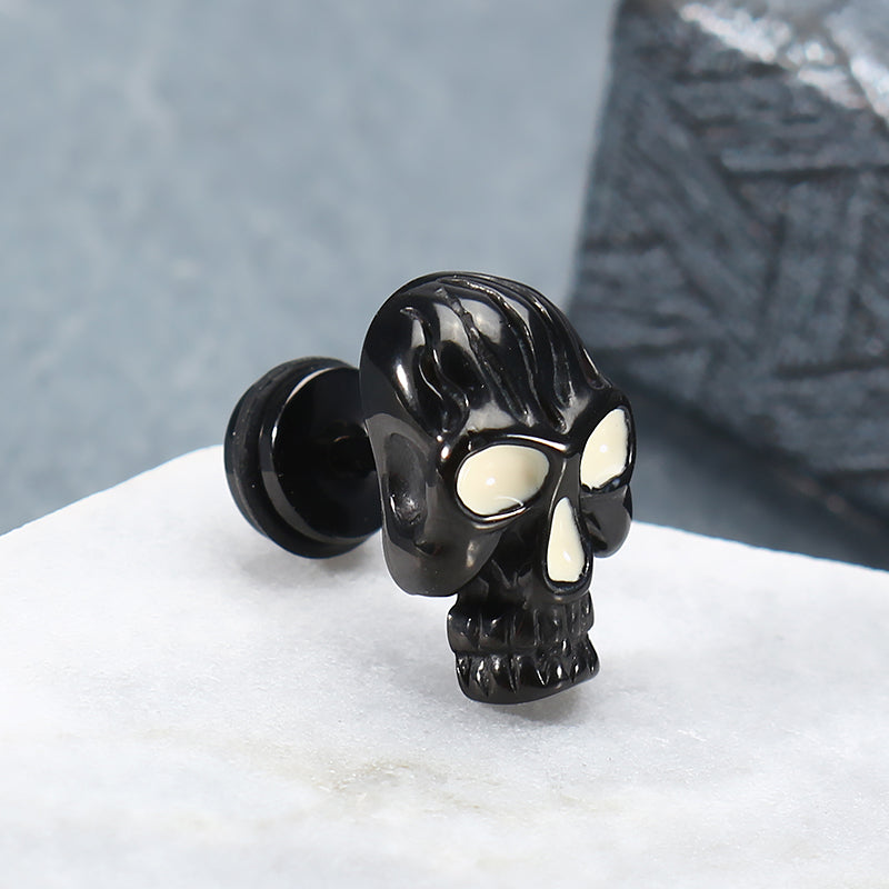 1pc Skull Titanium Steel Punk Women Men Male Earring Trendy Accessories