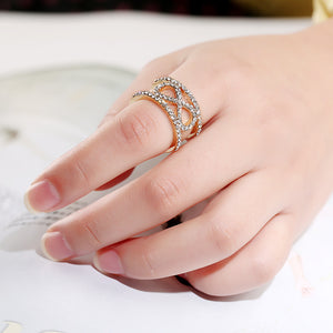 Trendy Alloy Rhinestone Rings Gold Color Finger Ring