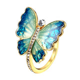 Sweet Enamel Butterfly Insect Diamond Rings Gift for Women