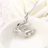 Retro Pearl Necklace Exquisite Cool High Polished Shark Pendant Chain Jewelry for Men Women Gift 