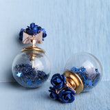 Trendy Colorful Glass Ball Stars Ear Stud Flower Earrings