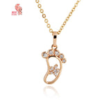 Kuniu 18K Gold Plated Cute Foot Crystal Pendant Necklace Chain