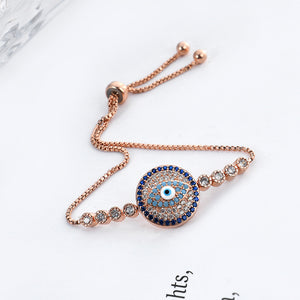 Unisex Jewelry Unique Blue Evil Eye Zircon Adjustable Charm Bracelet  