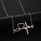 Heartbeat Electrocardiogram Heart Pendant Chain Necklace