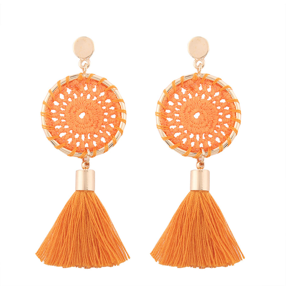 Women's Knitted Long Tassel Women Drop Dangle Earrings