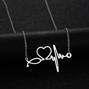 Heartbeat Electrocardiogram Heart Pendant Chain Necklace