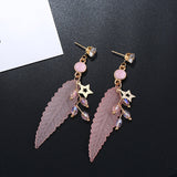 Fashion Feather Earring Star Rhinestones Acrylic Dangle