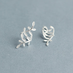 Fashion 925 Sterling Silver Wrap Leaf Cartilage Earrings