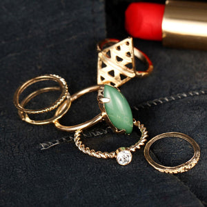 Trendy Women Gemstone Knuckle Rings Mix Finger Midi Ring Set