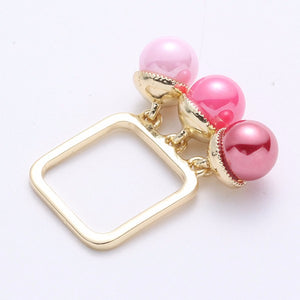 Trendy Balancing Style Sweet Ring Colorful Candy Pearl Square Ring Gift for Women