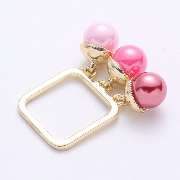 Trendy Balancing Style Sweet Ring Colorful Candy Pearl Square Ring Gift for Women