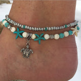 Conch Beads Yoga Anklets Beach Turtle Pendant Moon Heart