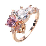 Sweet Gold Plated Multicolor Zircon Ring Party Women Ring