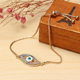 Trendy New Evil Eye Shape Adjustable Metal Zircon Bracelet Unisex Jewelry