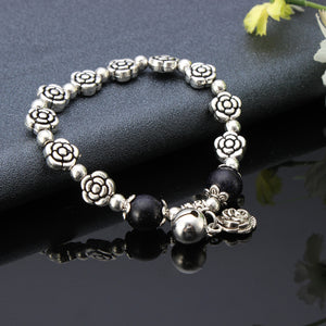 Silver Crystal Rose Simple Pendant Bead Bracelets For women