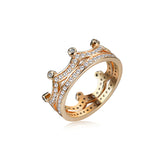 Women's Elegant Fine Copper Ring Gold Crown Zircon Ring