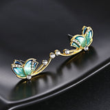 Luxury Butterfly Gold Earring Sweet Ceramic Rhinestones