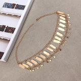 Women's Punk Metal Chain Geometric Copper Sequins Tassel Necklace