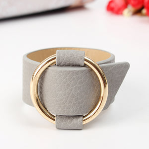 Trendy PU Leather Alloy Circle Bracelet For Women