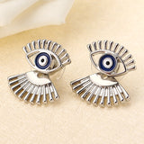 Trendy Eye Eyelash Ear Stud Earrings Silver Rose Gold Plated