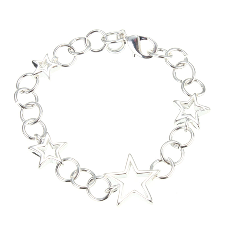 Silver Plated Hollow Stars Chain Charm Bracelet For Women