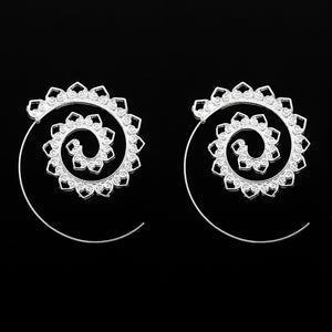 Big Circle Hoop Exaggerated Spiral Heart Drop Shape Earrings