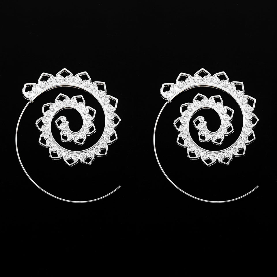 Big Circle Hoop Exaggerated Spiral Heart Drop Shape Earrings