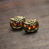 Vintage Lovely Rhinestone Eyes Owl Ear Stud Earrings For Women 