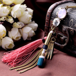 Fashion Tassel Zinc Alloy Rivet Long Necklace Sweater Chain